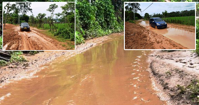 Jalan Rusak Di Kecamatan Padang Guci Hilir