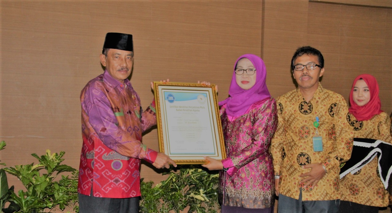 Pengadilan Tinggi Agama Bengkulu meraih peringkat A - Excellent dari Mahkamah Agung RI
