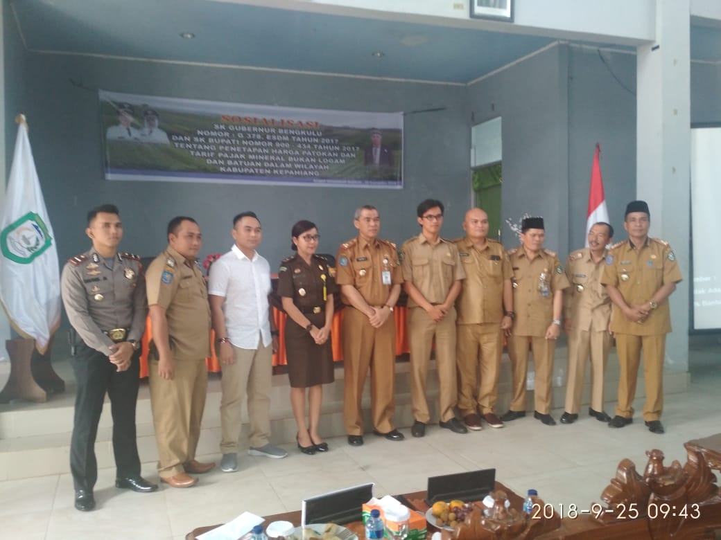 Sosialisasi Tarif Pajak Mineral Bukan Logam Batuan di Kabupaten Kepahiang Selasa (25/9/18)