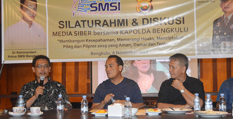 Kapolda Bengkulu Brigjen Pol Coki Manurung saat diskusi bersama SMSI Bengkulu