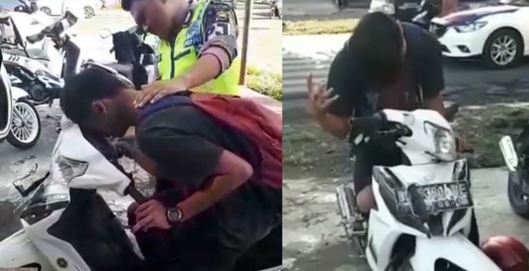 Seorang pemuda asal Kaur yang berpura-pura kesurupan saat hendak ditilang Polisi pada Jumat (188/5/2018)