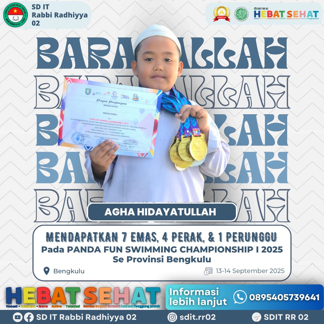 Siswa SDIT Rabbi Radhiyya 02 Rejang Lebong Borong Medali di Kejuaraan Renang Bengkulu