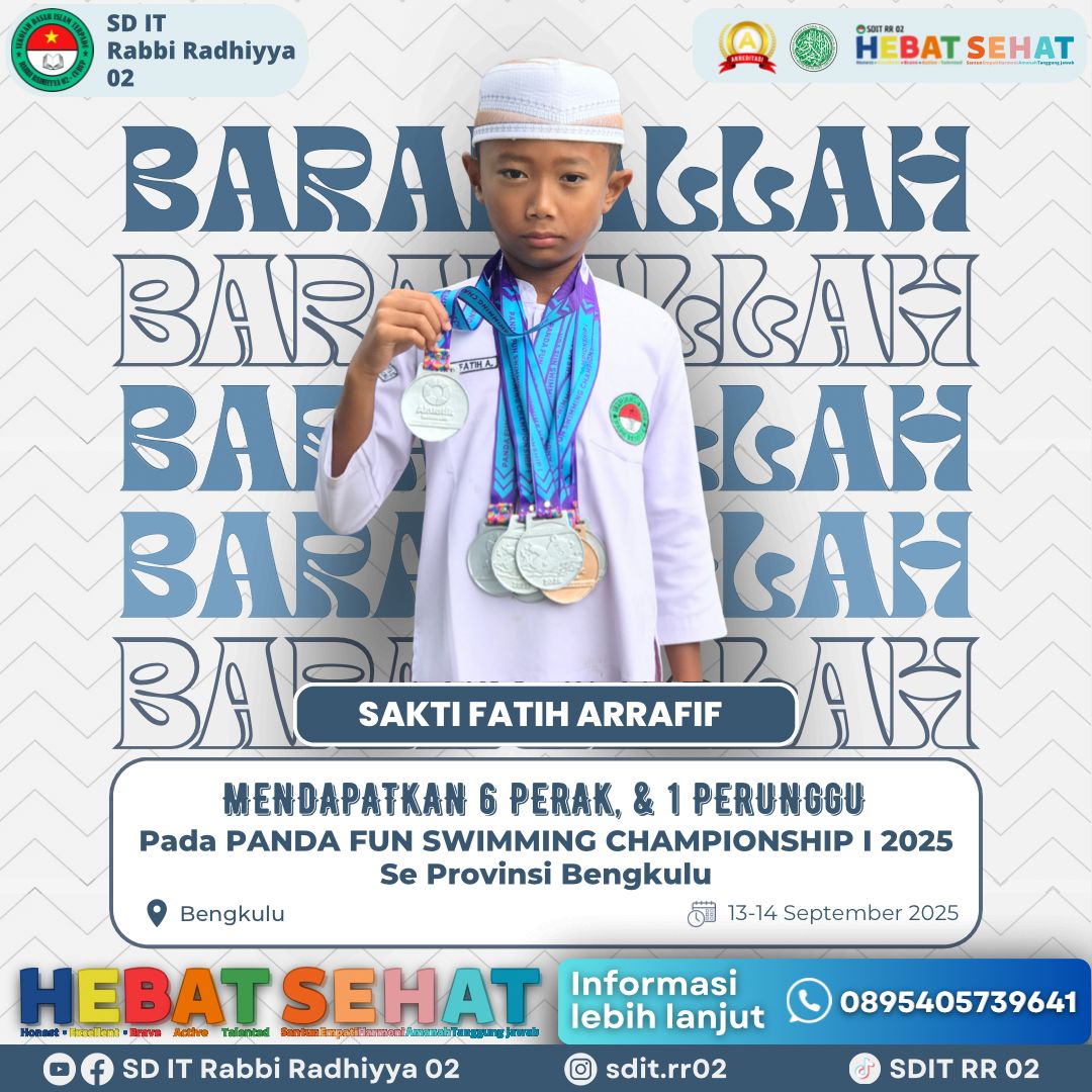 Siswa SDIT Rabbi Radhiyya 02 Rejang Lebong Borong Medali di Kejuaraan Renang Bengkulu