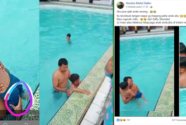 Screenshot video di kolam renang yang dilaporkan pemilik kolam karena diduga hoaks