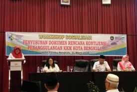 Sosialisasi dan Workshop Penyusunan Rencana Kontijensi Penanggulangan KKM Kota Bengkulu di Hotel Santika, Rabu (21/3/2018)