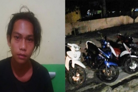Wahyu, korban pengeroyokan dan 4 unit sepeda motor yang di gunakan pemuda Desa Napal Melintang di amankan