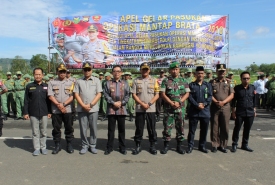 Polres Kepahiang menggelar Apel Gelar Pasukan Operasi Mantap Brata dalam rangka pengamanan Pemilu Tahun 2019 Jum'at (22/3)