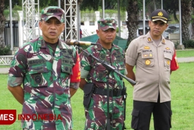 anrem 083 Baladhika Jaya, Kolonel Inf Bagus Suryadi Tayo, didampingi Dandim 0825 Banyuwangi Letkol Inf Ruli Nuryanto dan Kapolres Banyuwangi AKBP Taufik Herdiansyah Zeinardi