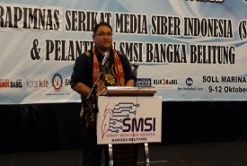 Teguh Santosa, ketum SMSI Pusat usai melantik pengurus SMSI Provinsi Bangka Belitung, Selasa (10/10/2017)
