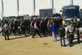 Jajaran Personel Polres razia di Lapas Bentiring