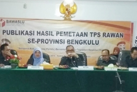 Publikasi Hasil Pemetaan TPS Rawan se Provinsi Bengkulu yang diadakan di kantor Bawaslu Provinsi Bengkulu, Senin (15/4/2019).