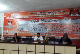 KPU Kota Bengkulu Menggelar Rapat Koordinasi DPTHP-1 Jum'at (12/10/18)