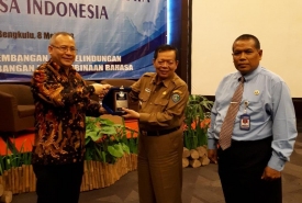 Acara Diseminasi Program Pengayaan Kosakata Bahasa Indonesia di Hotel Santika, Selasa (8/5/2018).