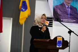 Anarulita Muchtar, Anggota DPR RI dari Partai Nasdem saat menyampaikan orasi kebangsaan di depan kader dan anggota PMII Bengkulu