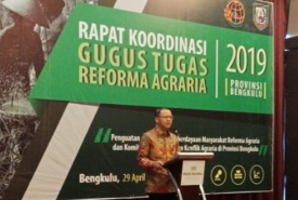 Gubernur Bengkulu pada acara pembukaan Rakor Gugus Tugas Reforma Agraria (GTRA) Provinsi Bengkulu 2019